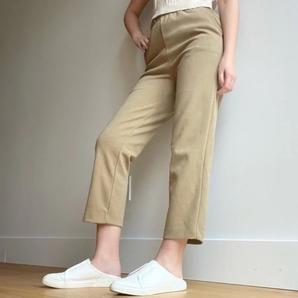 OAK+FORT Women’s Lounge pants Minimalist Faux Suede Camel/Tan Sz S - Picture 5 of 16